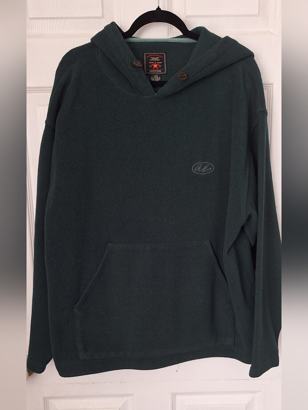 American Eagle Outfitters Forest Green Fleece Hooded Pullover Size Large Mens